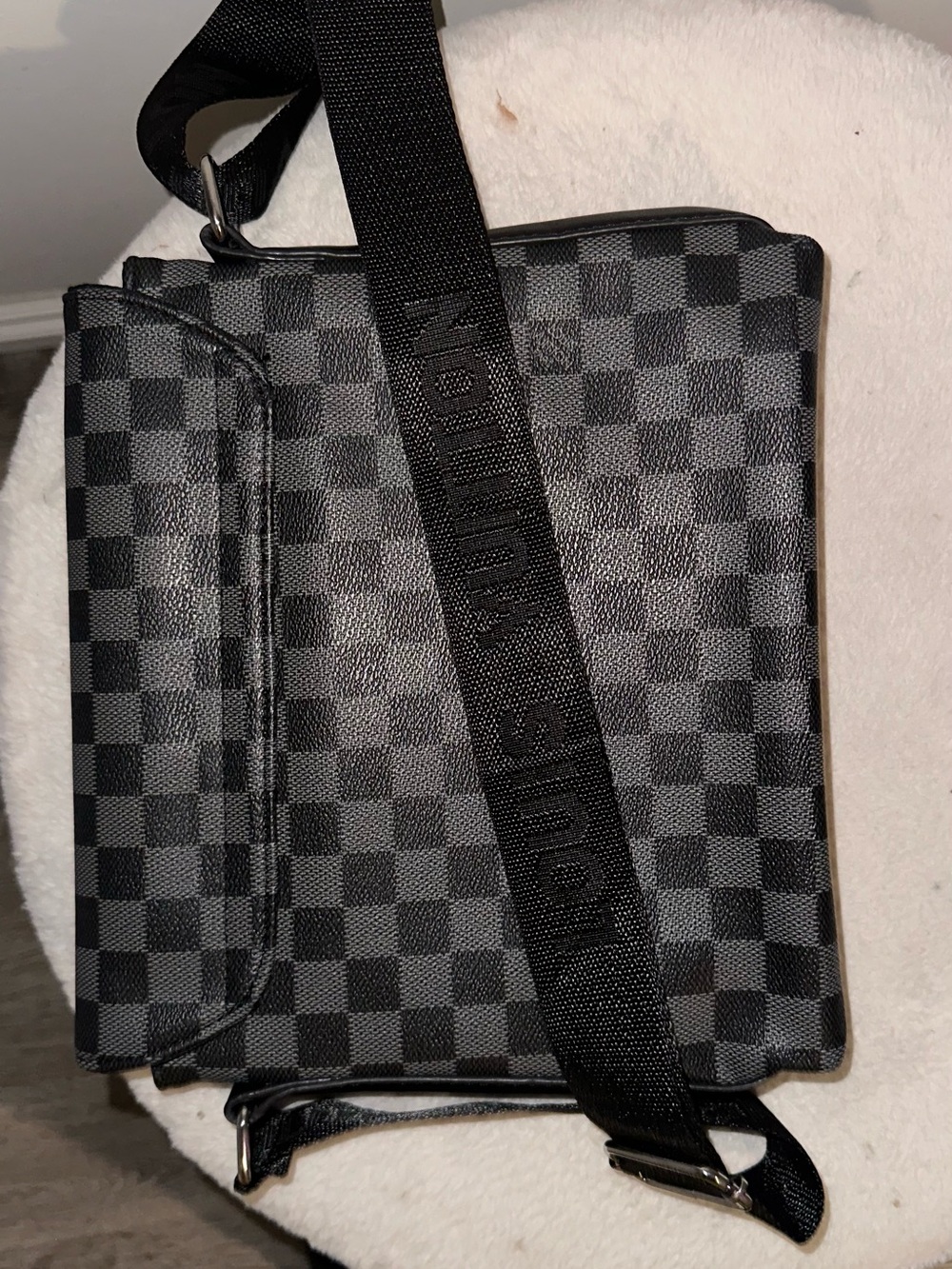 Louis Vuitton Black Damier Graphite Messenger Bag with Embossed Strap